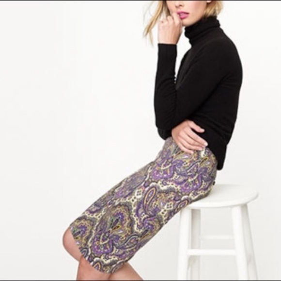 J. Crew No. 2 Pencil Skirt in Royal Paisley - Picture 5 of 11